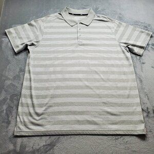 Slazenger Performance Lightweight Golf Polo Grey White Stripe Men Sz 2XL
